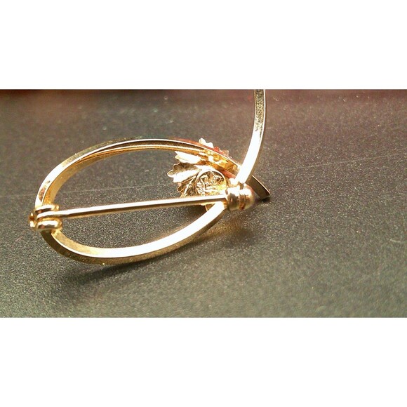 Retro Vintage 14k GF Pearl Floral Star Art Signed Brooch - Picture 3 of 6